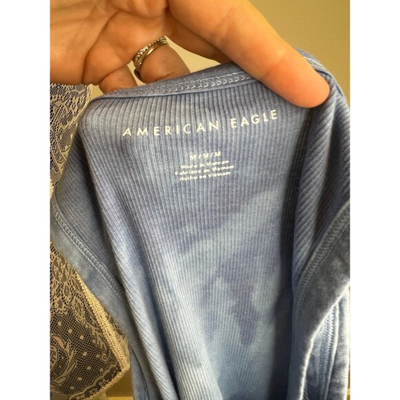 American Eagle Crop Top Tank size Medium M Blue Tie Dye - Picture 5 of 5